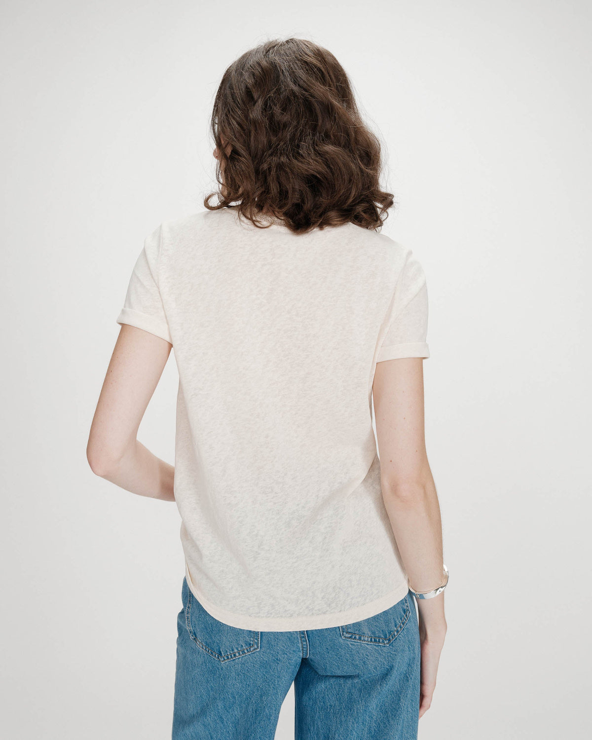 T-shirt col V manches courtes amande Vasco