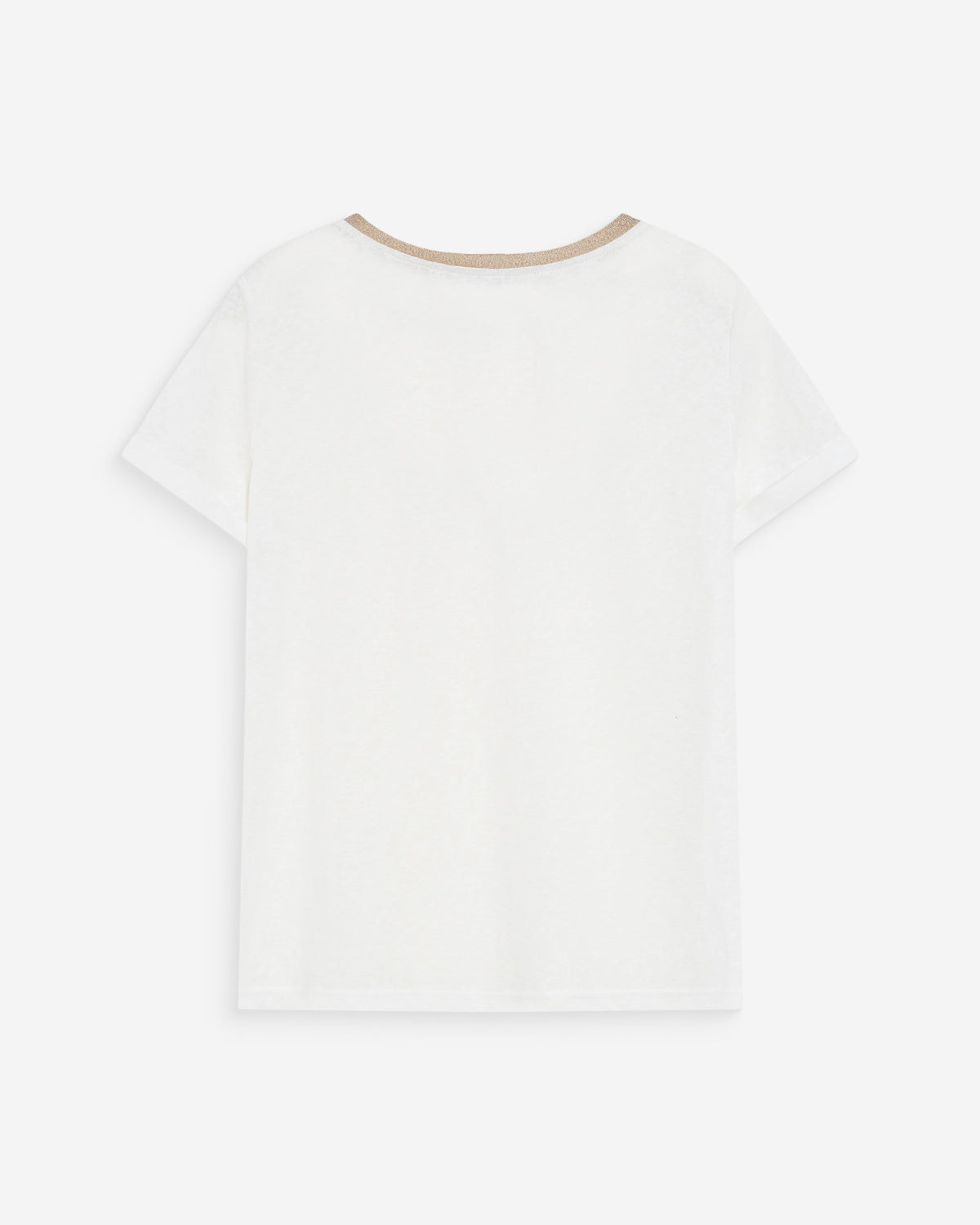 T-shirt col V manches courtes ivoire Vasco