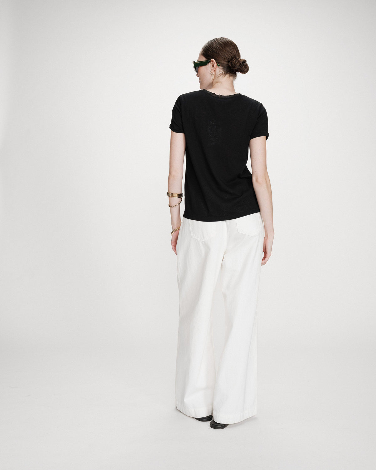 T-shirt col V manches courtes noir Vasco