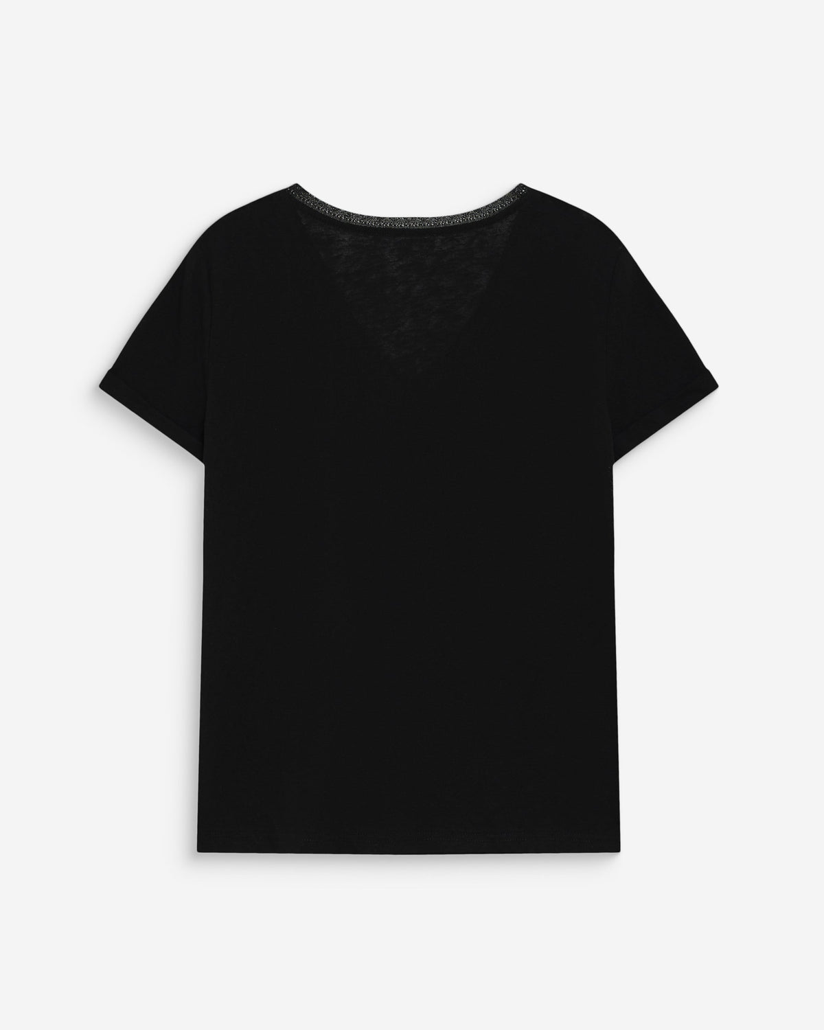 T-shirt col V manches courtes noir Vasco