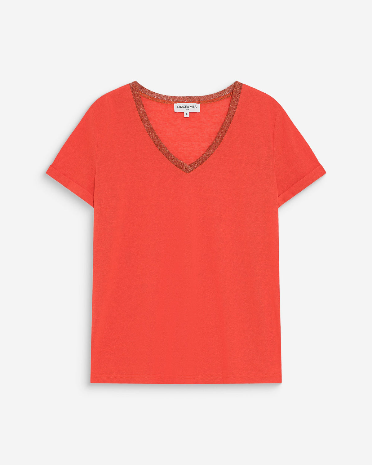 T-shirt col V manches courtes sanguine Vasco
