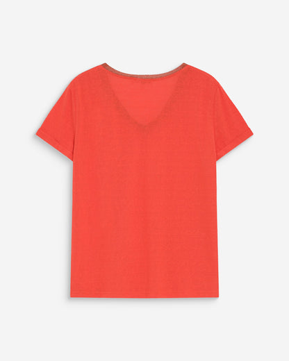 T-shirt col V manches courtes sanguine Vasco