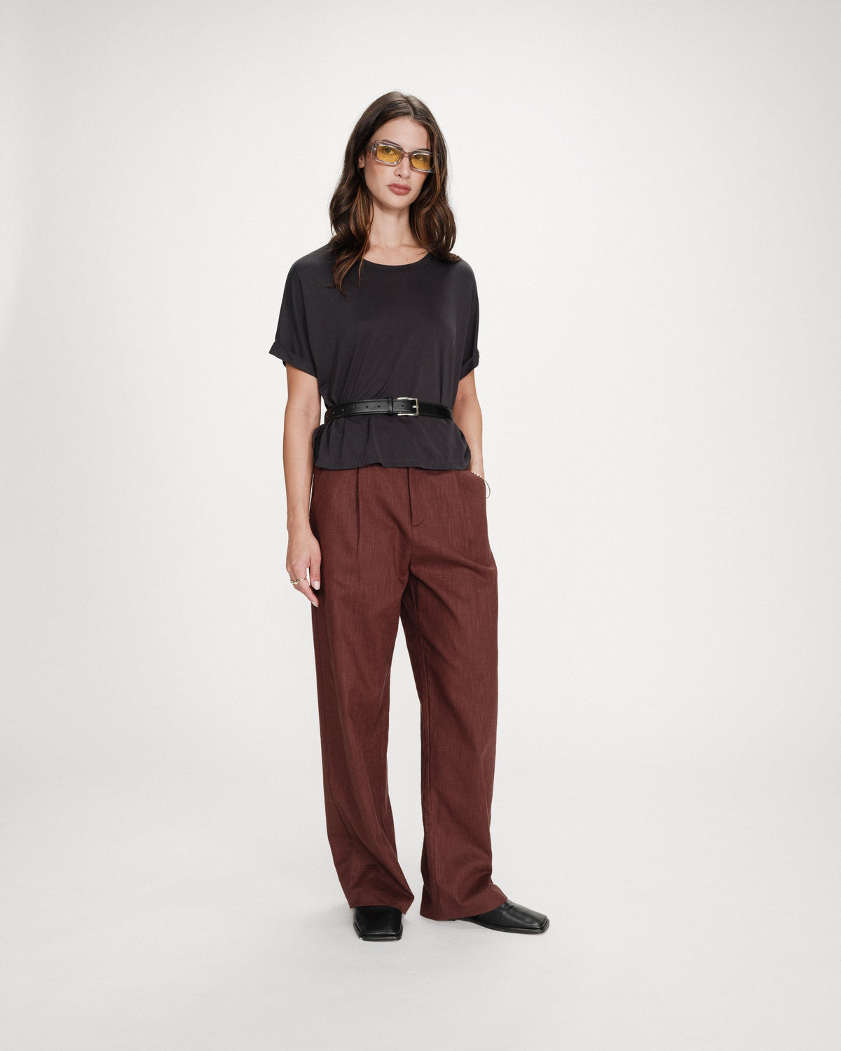 T-shirt oversize en modal col rond carbone Parma