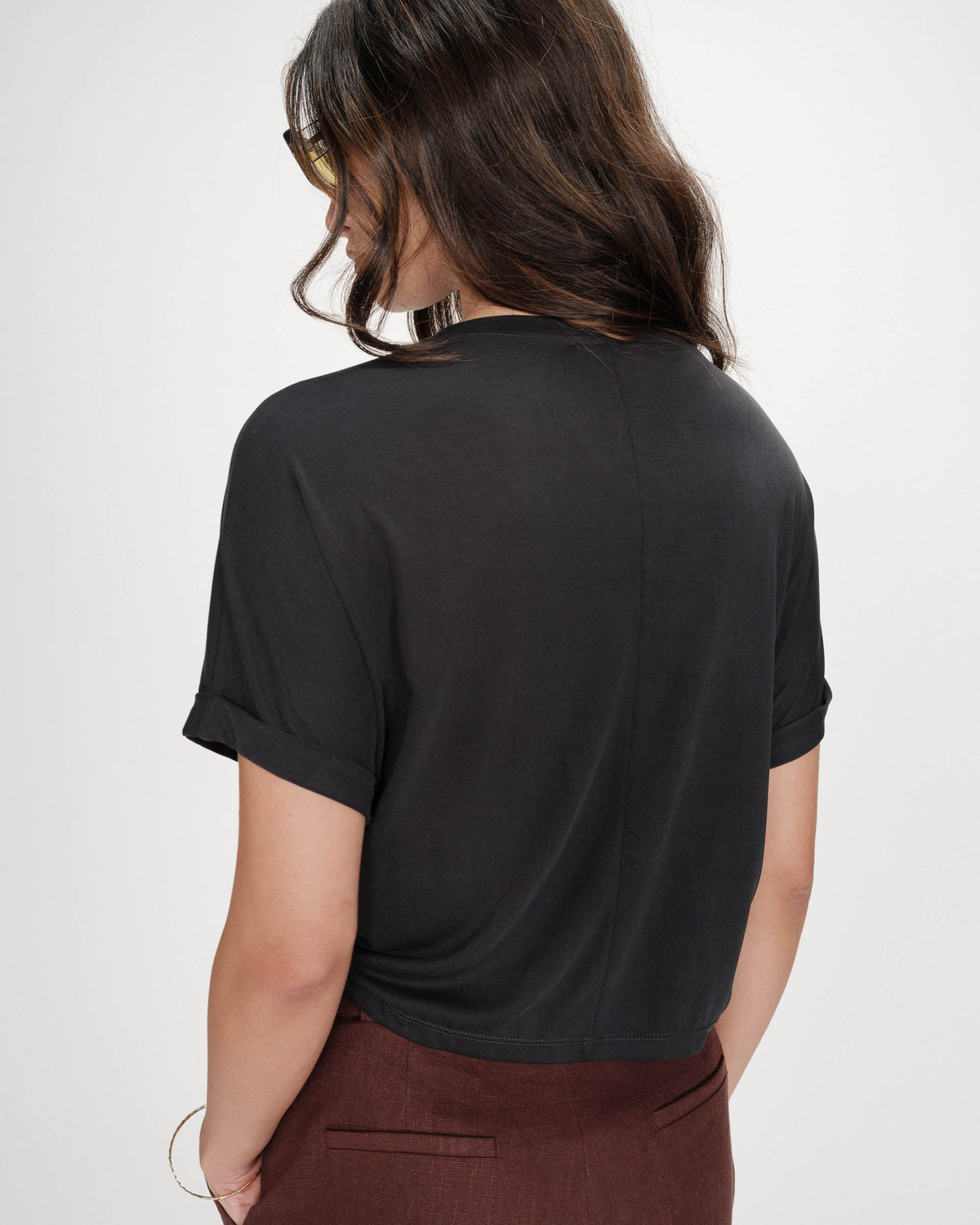 T-shirt oversize en modal col rond carbone Parma