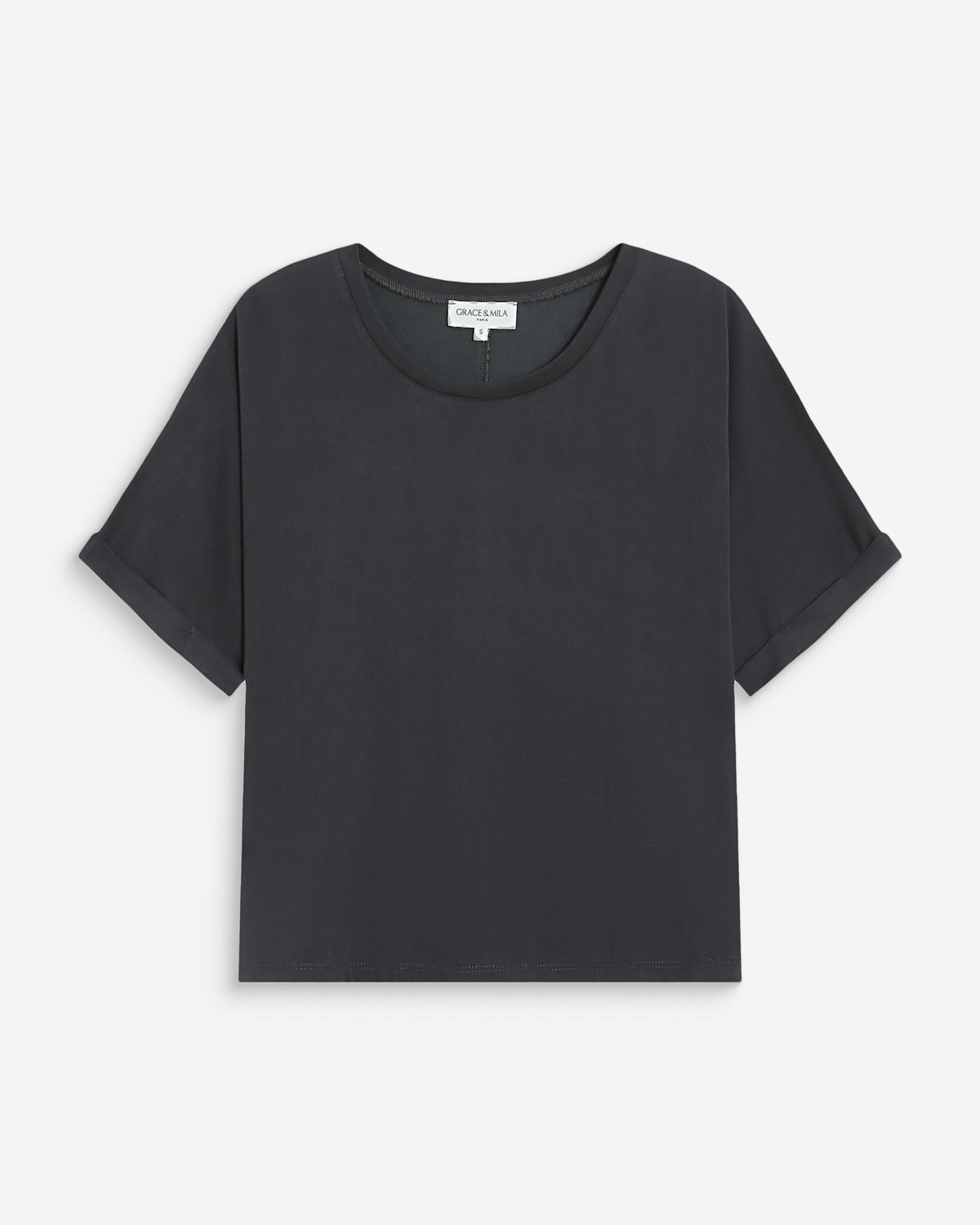 T-shirt oversize en modal col rond carbone Parma