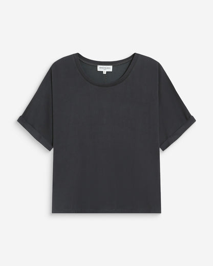 T-shirt oversize en modal col rond carbone Parma