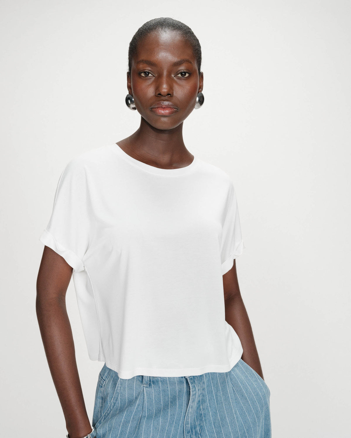 T-shirt oversize en modal col rond ivoire Parma