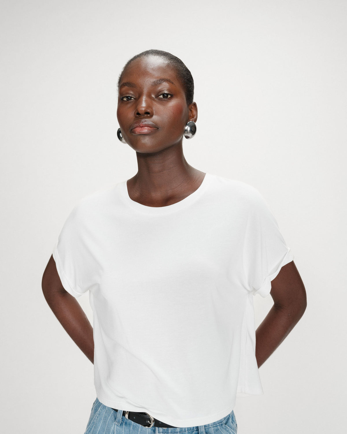 T-shirt oversize en modal col rond ivoire Parma