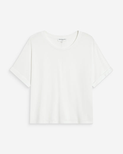 T-shirt oversize en modal col rond ivoire Parma