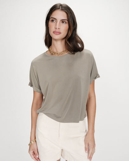 T-shirt oversize en modal col rond kaki Parma