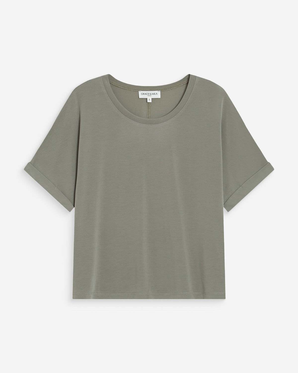 T-shirt oversize en modal col rond kaki Parma