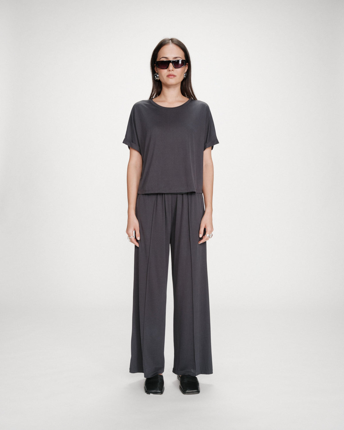 T-shirt oversize en modal col rond marine Parma