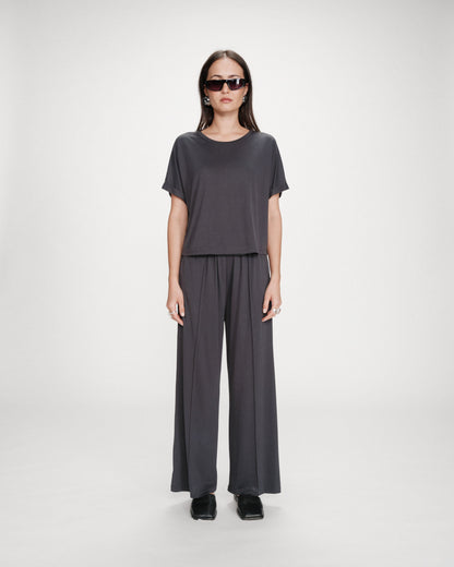 T-shirt oversize en modal col rond marine Parma