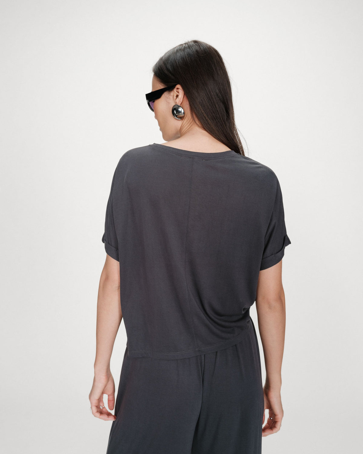 T-shirt oversize en modal col rond marine Parma