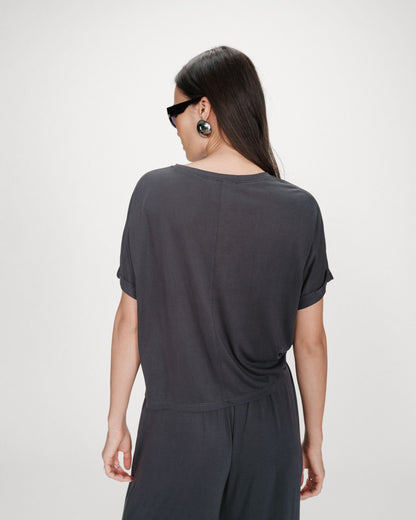 T-shirt oversize en modal col rond marine Parma