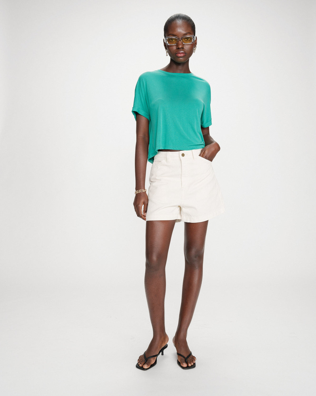 T-shirt oversize en modal col rond vert Parma
