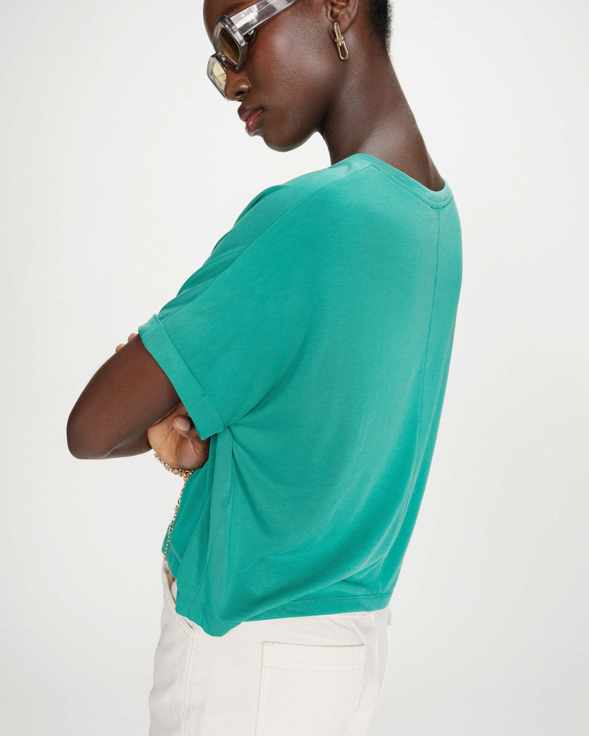 T-shirt oversize en modal col rond vert Parma