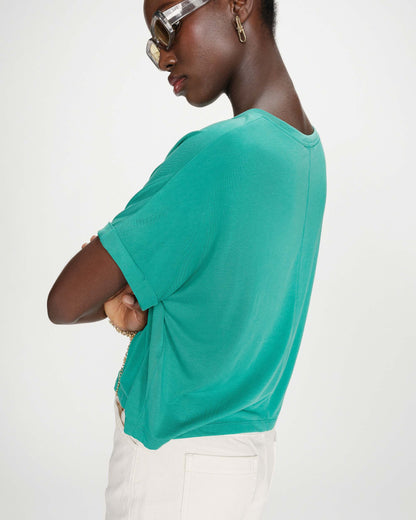 T-shirt oversize en modal col rond vert Parma