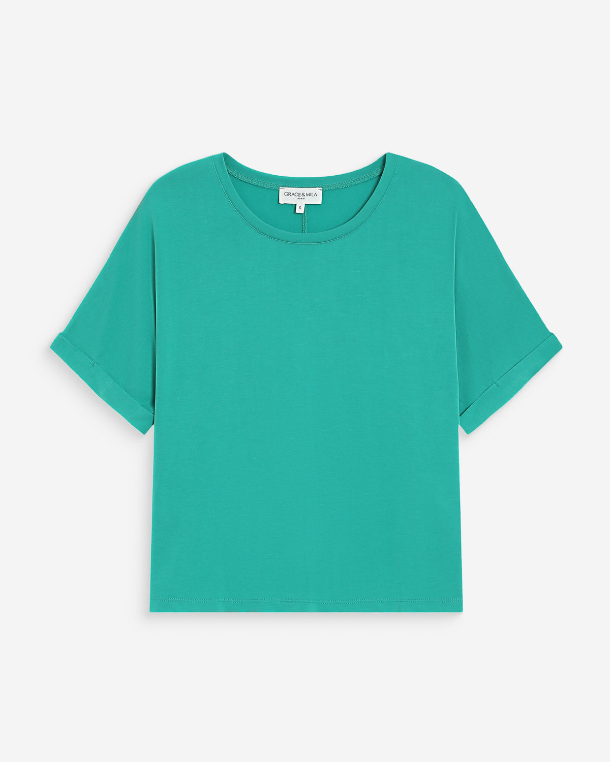 T-shirt oversize en modal col rond vert Parma