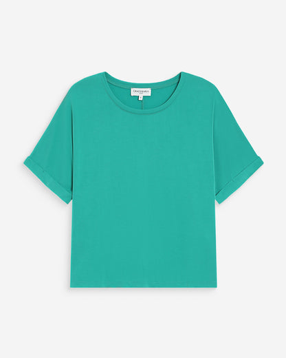 T-shirt oversize en modal col rond vert Parma