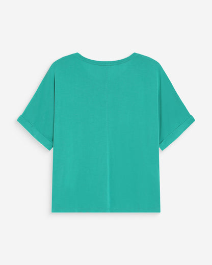 T-shirt oversize en modal col rond vert Parma