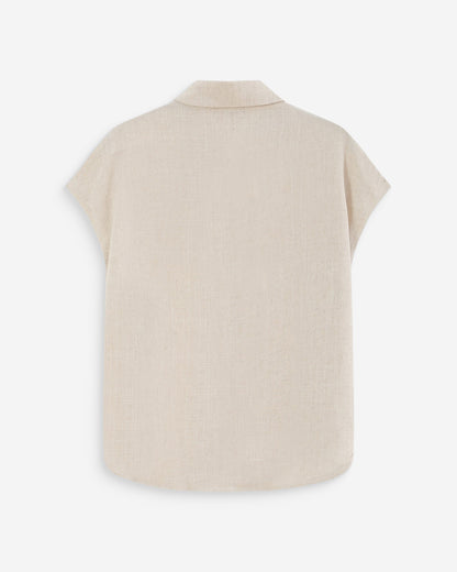 Chemise en lin fluide manches courtes sable Perez