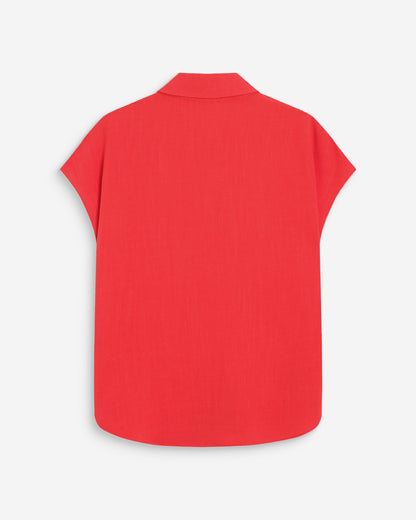 Chemise en lin fluide manches courtes sanguine Perez
