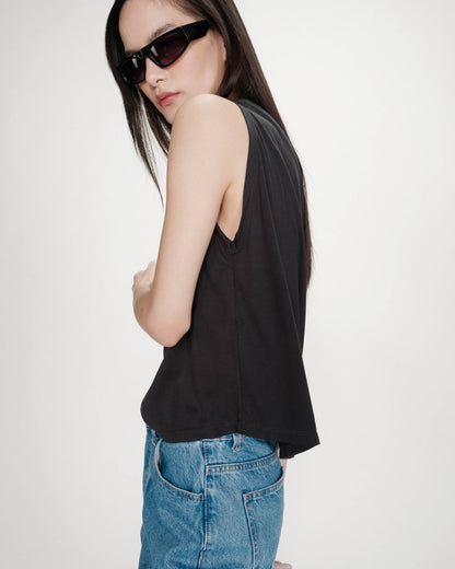 T-shirt large sans manches en modal carbone Rimbaud