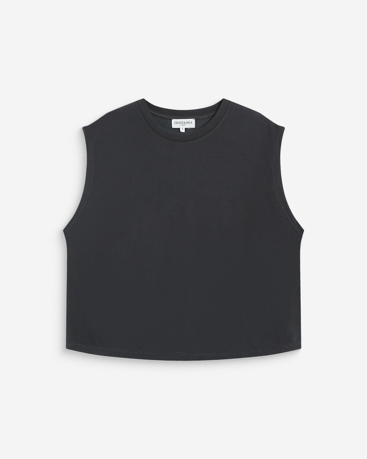T-shirt large sans manches en modal carbone Rimbaud