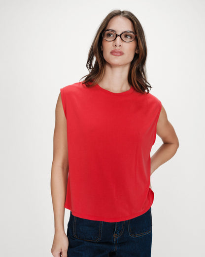 T-shirt large sans manches en modal fuchsia Rimbaud