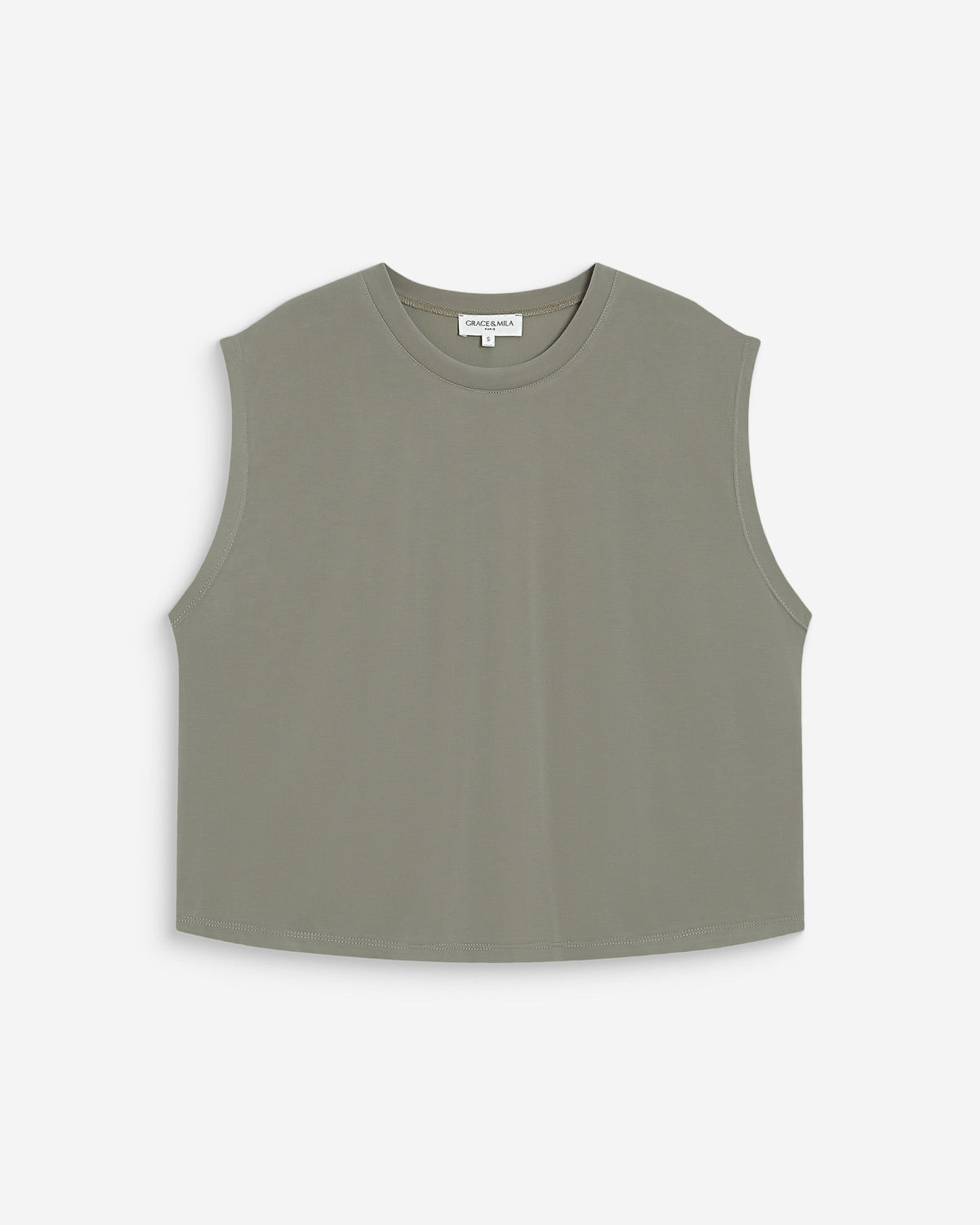 T-shirt large sans manches en modal kaki Rimbaud