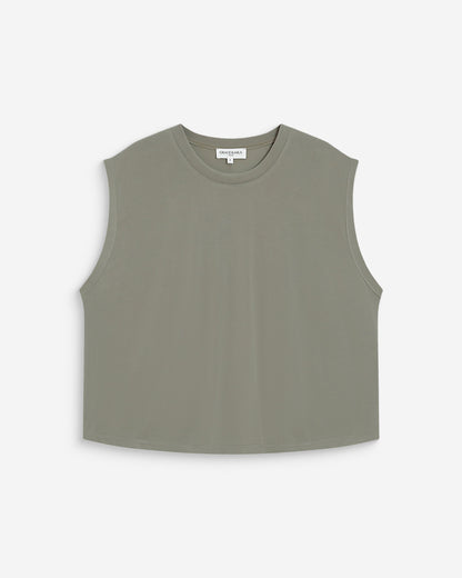 T-shirt large sans manches en modal kaki Rimbaud