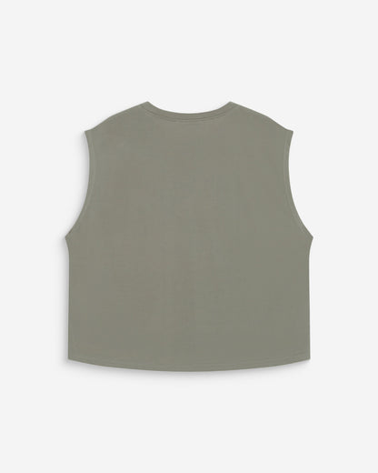 T-shirt large sans manches en modal kaki Rimbaud