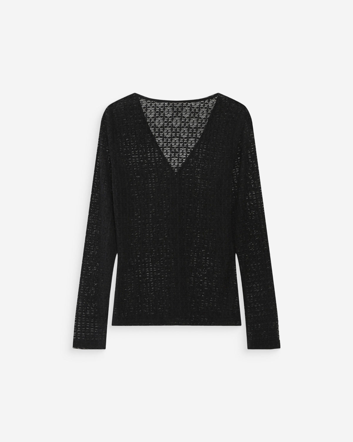 Top en dentelle ajusté boutonné col V noir Venezia