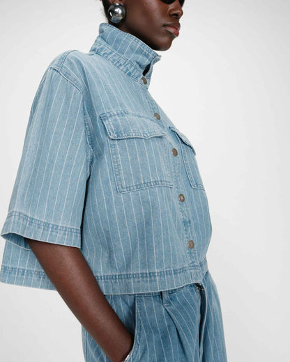 Chemise en jean courte oversize stripedblue Vita