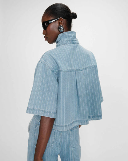 Chemise en jean courte oversize stripedblue Vita