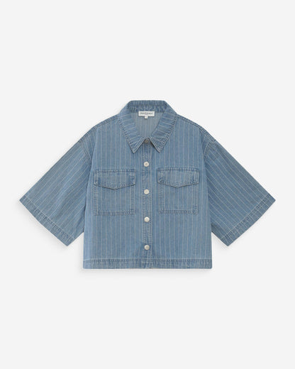 Chemise en jean courte oversize stripedblue Vita