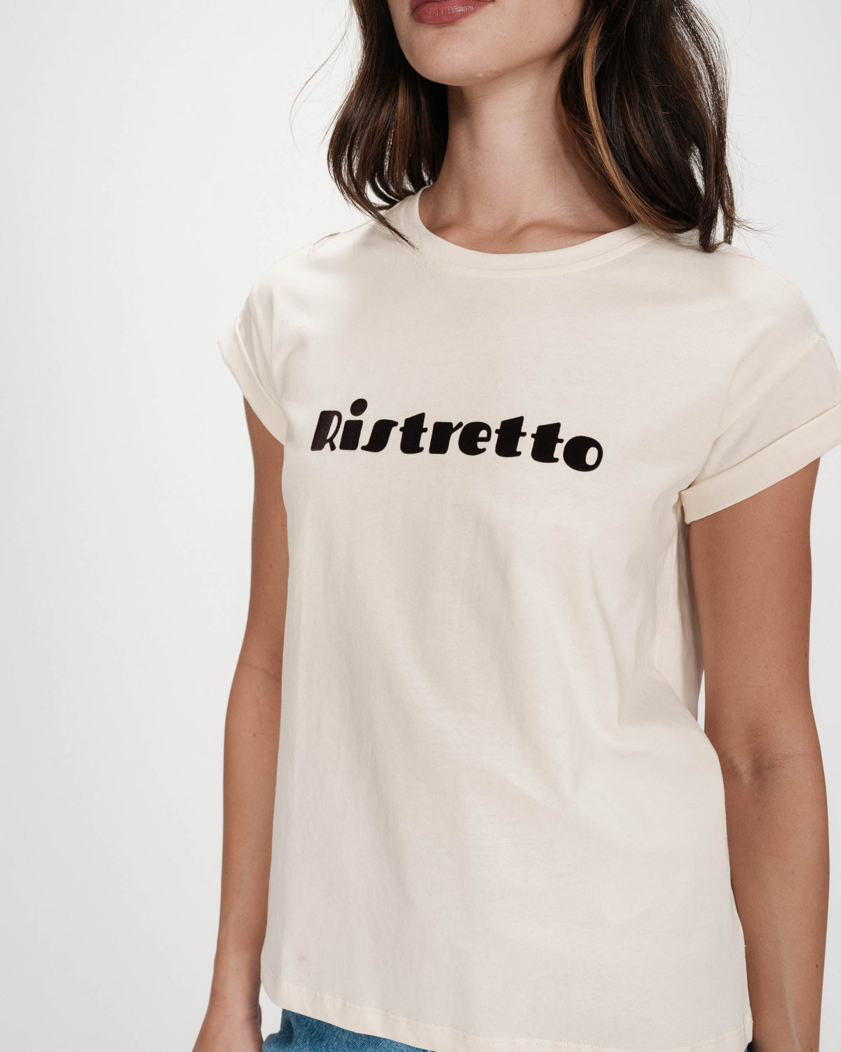 T-shirt en coton à message imprimé chocolat Vico