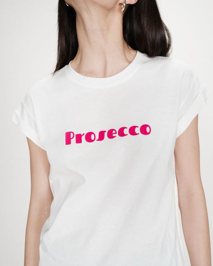 T-shirt en coton à message imprimé fuchsia Vico