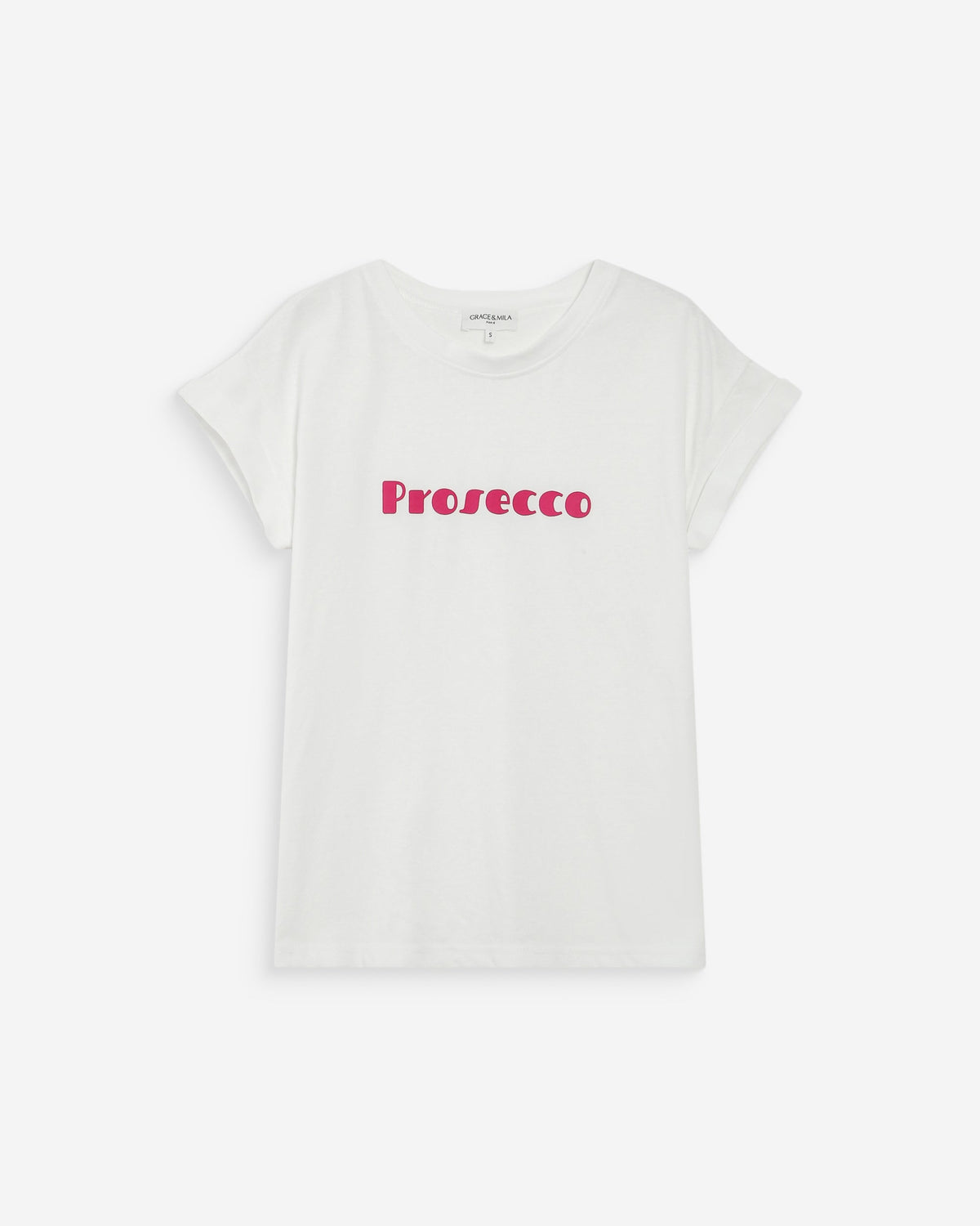 T-shirt en coton à message imprimé fuchsia Vico