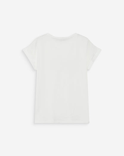 T-shirt en coton à message imprimé fuchsia Vico