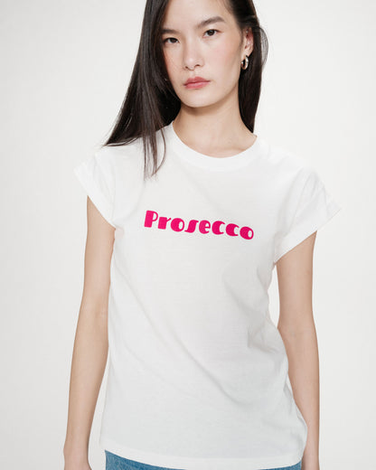 T-shirt en coton à message imprimé fuchsia Vico