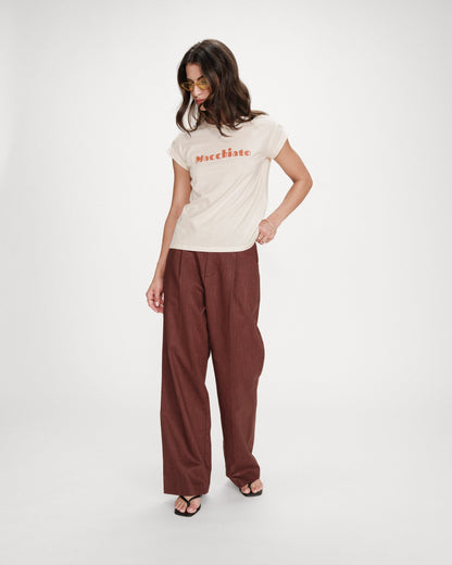 T-shirt en coton à message imprimé mocha Vico