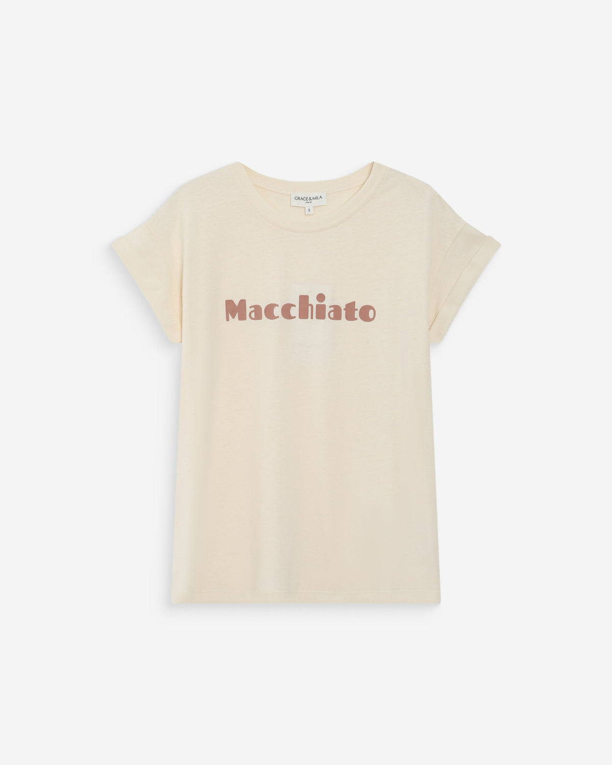 T-shirt en coton à message imprimé mocha Vico
