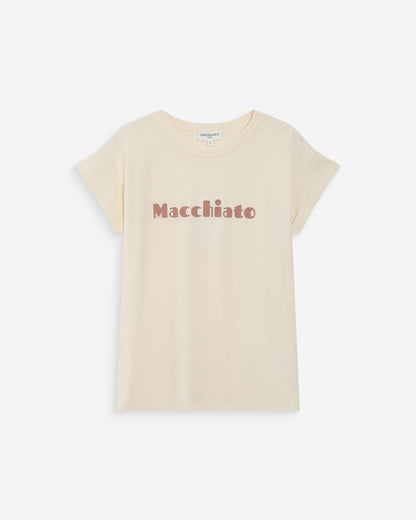 T-shirt en coton à message imprimé mocha Vico