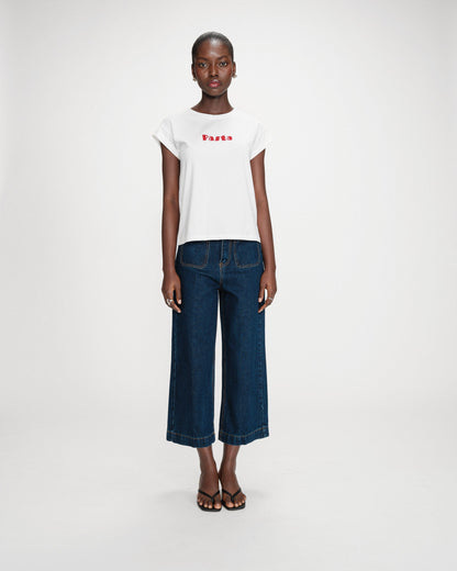 T-shirt en coton à message imprimé rouge Vico