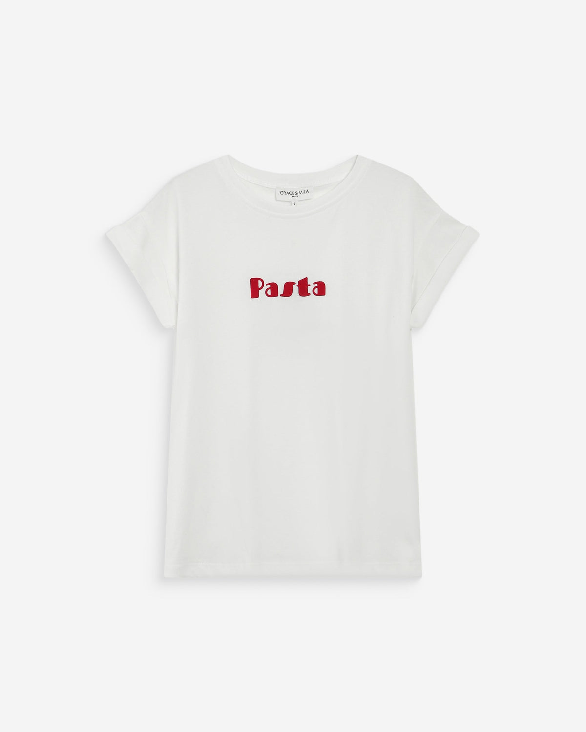 T-shirt en coton à message imprimé rouge Vico