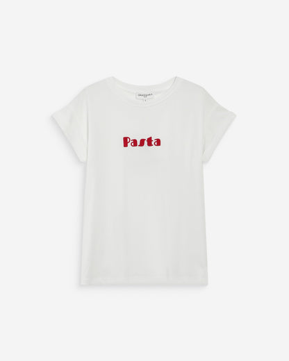 T-shirt en coton à message imprimé rouge Vico