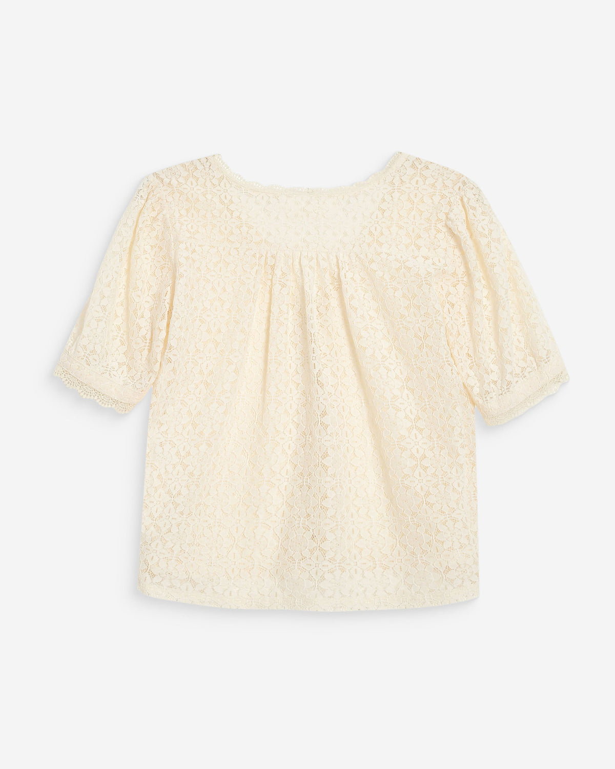 Blouse en dentelle col V manches courtes amande Vicky