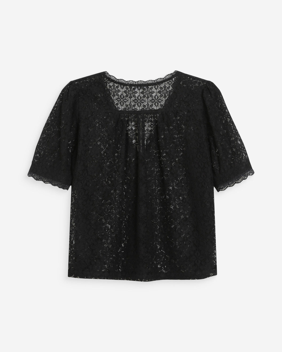 Blouse en dentelle col V manches courtes noir Vicky